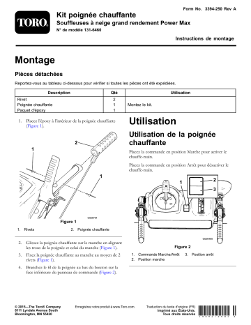 Guide d'installation | Toro Heated Grip Kit, Power Max Heavy Duty Snowthrowers Manuel utilisateur | Fixfr