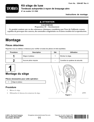 Guide d'installation | Toro Deluxe Seat Kit, Zero-Turn-Radius Riding Mower Attachment Manuel utilisateur | Fixfr