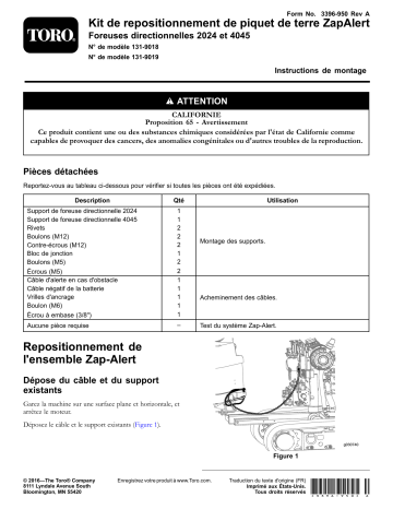 Guide d'installation | Toro ZapAlert Ground Stake Relocation Kit, 4045 Directional Drill Horizontal Directional Drill Manuel utilisateur | Fixfr