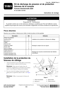 Toro Elevator Pressure Relief and Console Wire Harness Protection Kit, 2024 Directional Drill Utility Equipment Manuel utilisateur