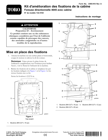 Guide d'installation | Toro Cab Hardware Improvement Kit, 4045 Directional Drill Utility Equipment Manuel utilisateur | Fixfr