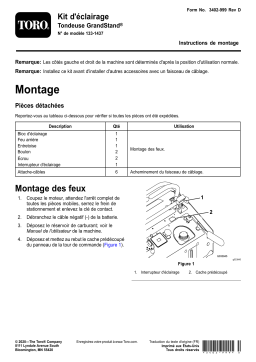 Toro Light Kit, GrandStand Mower Riding Product Manuel utilisateur