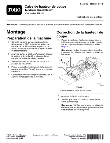 Guide d'installation | Toro Height-of-Cut Blocks, GrandStand Mower Riding Product Manuel utilisateur | Fixfr