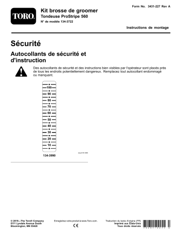 Guide d'installation | Toro Groomer Brush Kit, ProStripe 560 Mower Walk Behind Mower Manuel utilisateur | Fixfr