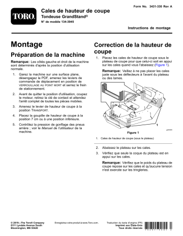 Guide d'installation | Toro Height-of-Cut Blocks, GrandStand Mower Riding Product Manuel utilisateur | Fixfr