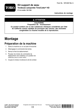 Toro Bucket Mount Kit, TimeCutter HD Riding Mower Riding Product Manuel utilisateur