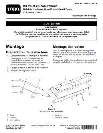 Guide d'installation | Toro Rubber Flap Kit, GrandStand Multi Force Mower Broom Riding Product Manuel utilisateur | Fixfr