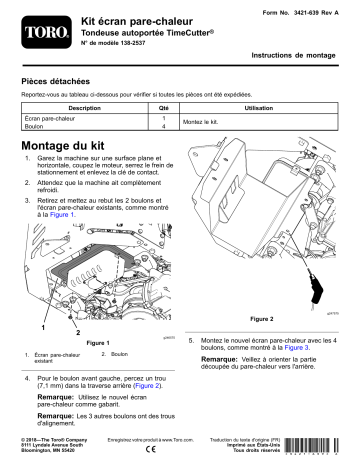 Guide d'installation | Toro Heat Shield Kit, TimeCutter Riding Mower Riding Product Manuel utilisateur | Fixfr