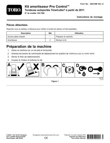 Guide d'installation | Toro Pro Control Damper Kit, 2011 and After TimeCutter Riding Mower Riding Product Manuel utilisateur | Fixfr