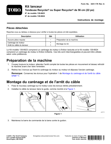 Guide d'installation | Toro Recoil Kit, Super Recycler Lawn Mower Walk Behind Mower Manuel utilisateur | Fixfr