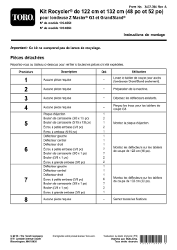 Toro 52in Recycler Kit, Z Master G3 and GrandStand Mower Attachment Manuel utilisateur