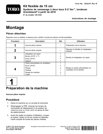 Guide d'installation | Toro 6in Hose Kit, E-Z Vac Twin Bagger, 2016 and After Grandstand Mower Attachment Manuel utilisateur | Fixfr