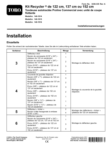 Guide d'installation | Toro Recycler Kit, Proline Commercial Walk-Behind Mower Walk Behind Mower Manuel utilisateur | Fixfr