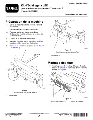 Guide d'installation | Toro LED Light Kit, TimeCutter Riding Mower Riding Product Manuel utilisateur | Fixfr