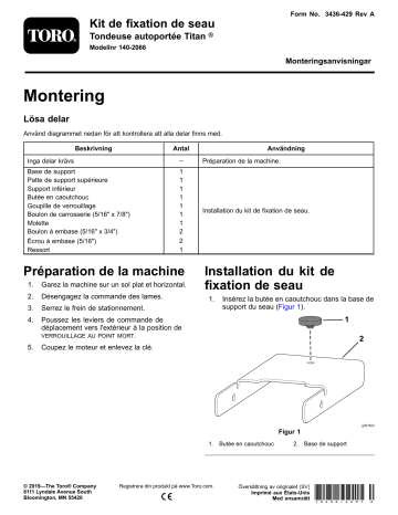 Guide d'installation | Toro Bucket Mount Kit, Titan Riding Mower Riding Product Manuel utilisateur | Fixfr