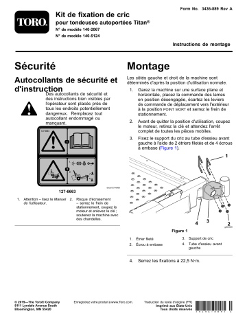 Guide d'installation | Toro Jack Mount Kit, Titan Riding Mower Riding Product Manuel utilisateur | Fixfr