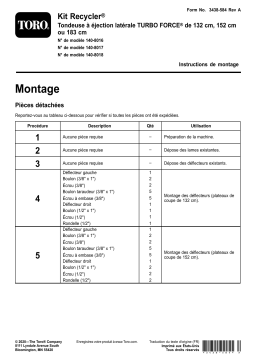 Toro Recycler Kit, 72in TURBO FORCE Side Discharge Mower Riding Product Manuel utilisateur