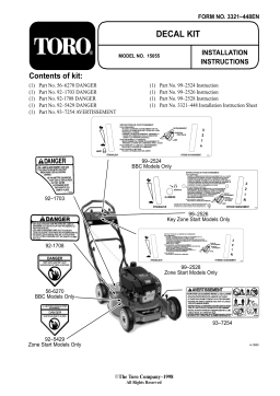 Toro Decal Kit, Recycler III Mower Attachment Manuel utilisateur