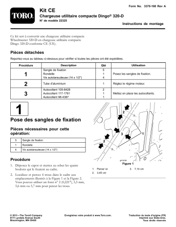 Guide d'installation | Toro CE Kit, Dingo 320-D Compact Utility Loader Compact Utility Loaders, Attachment Manuel utilisateur | Fixfr