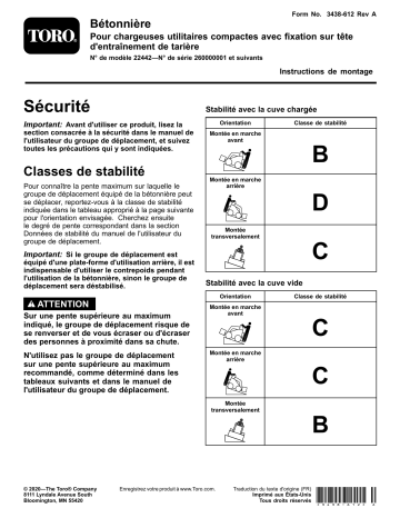 Guide d'installation | Toro Cement Bowl, Compact Tool Carrier Compact Utility Loaders, Attachment Manuel utilisateur | Fixfr