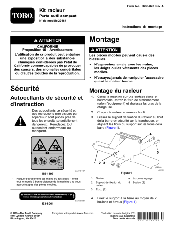 Guide d'installation | Toro Crumber Kit, Compact Tool Carrier Compact Utility Loaders, Attachment Manuel utilisateur | Fixfr