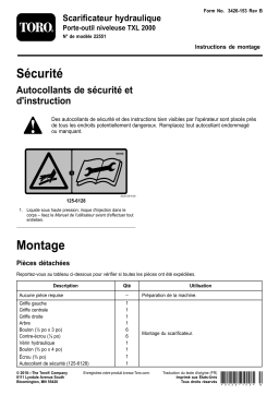 Toro Hydraulic Scarifier, Leveler TXL 2000 Tool Carrier Compact Utility Loaders, Attachment Manuel utilisateur
