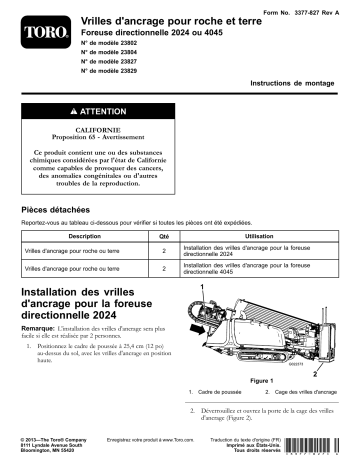 Rock Stakes, 4045 Directional Drill | Guide d'installation | Toro Dirt Stakes, 2024 Directional Drill Utility Equipment Manuel utilisateur | Fixfr