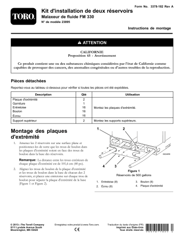 Guide d'installation | Toro Two-Tank Setup Kit, FM 330 Fluid Mixer Utility Equipment Manuel utilisateur | Fixfr