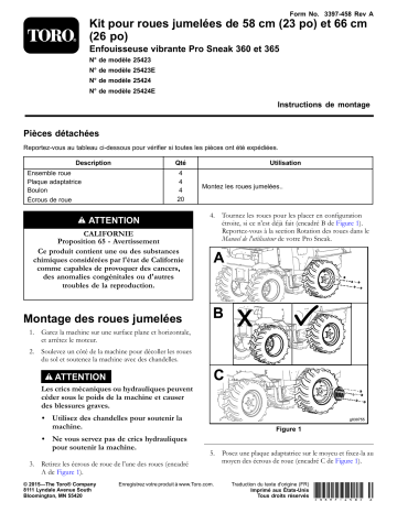 Guide d'installation | Toro 23in Dual Tire Kit, Pro Sneak 360 Vibratory Plow Utility Equipment Manuel utilisateur | Fixfr