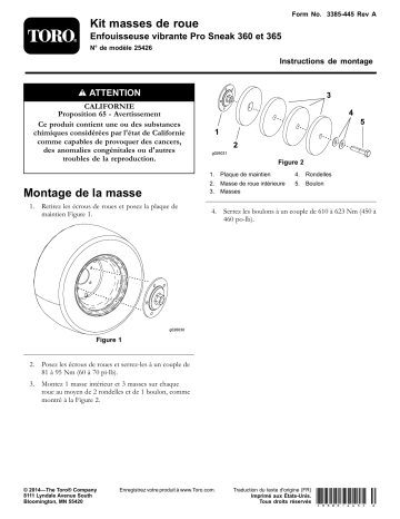 Guide d'installation | Toro Wheel Weight Kit, Pro Sneak 360 and 365 Vibratory Plow Utility Equipment Manuel utilisateur | Fixfr