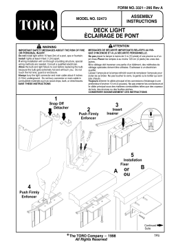 Toro Deck Light Manuel utilisateur
