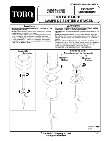 Guide d'installation | Toro Tier Path Light, Metal, Black Manuel utilisateur | Fixfr