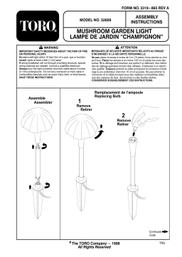 Toro Metal Mushroom Garden Light Manuel utilisateur