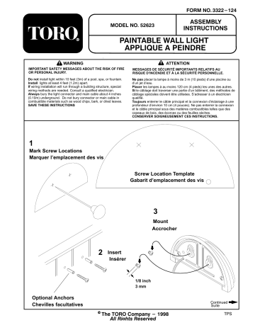 Guide d'installation | Toro Wall Light (Paintable) Manuel utilisateur | Fixfr