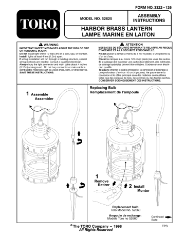 Guide d'installation | Toro Harbor Brass Lantern Light Manuel utilisateur | Fixfr