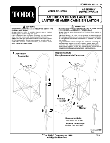 Guide d'installation | Toro American Brass Lantern Light Manuel utilisateur | Fixfr