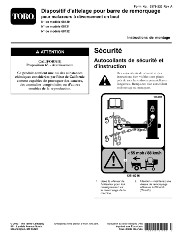 Guide d'installation | Toro 1in Pin Tow Pole Hitch, End-Dump Concrete Mixer Concrete Equipment Manuel utilisateur | Fixfr