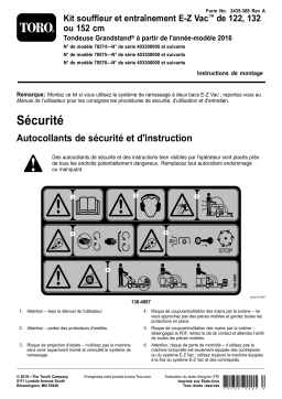 Toro 52in E-Z Vac Blower and Drive Kit, 2016 and After Grandstand Mower Attachment Manuel utilisateur