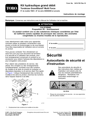 Guide d'installation | Toro High Flow Hydraulics Kit, GrandStand Multi Force Mower Riding Product Manuel utilisateur | Fixfr