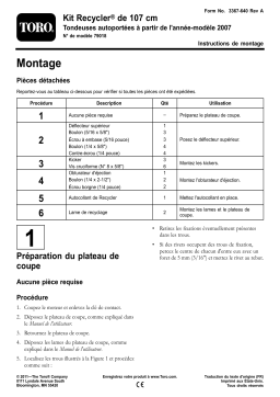 Toro 42in Recycler Kit, 2007 and After Riding Mower Riding Product Manuel utilisateur