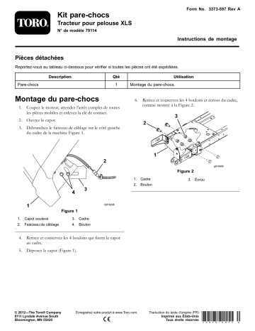 Guide d'installation | Toro Bumper Kit, XLS Lawn Tractor Attachment Manuel utilisateur | Fixfr