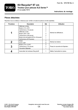 Toro 97cm Recycler Kit, XLS Series Lawn Tractor Attachment Manuel utilisateur