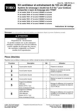 Toro 48in Blower and Drive Kit, E-Z Vac Twin Bagger for TITAN Zero-Turn-Radius Riding Mower Attachment Manuel utilisateur