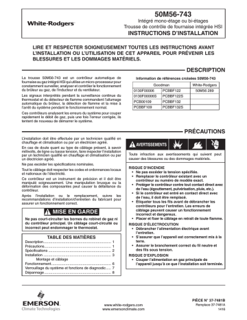 White Rodgers 50M56-743 Guide d'installation | Fixfr