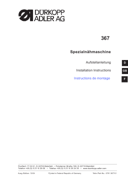 DURKOPP ADLER 367 Guide d'installation