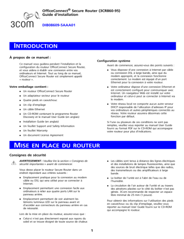 Installation manuel | HP OfficeConnect Router Series Guide d'installation | Fixfr