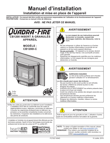 Installation manuel | Quadrafire Classic Bay 1200 Pellet Insert Guide d'installation | Fixfr