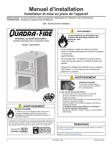 Installation manuel | Quadrafire Discovery I Wood Stove Guide d'installation | Fixfr