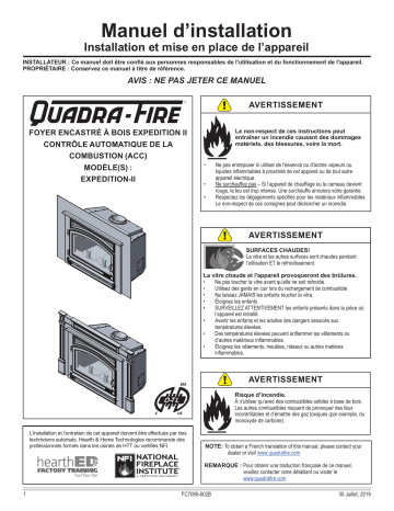 Installation manuel | Quadrafire Expedition II Wood Insert Guide d'installation | Fixfr