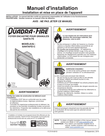 Installation manuel | Quadrafire Santa Fe Pellet Insert Guide d'installation | Fixfr